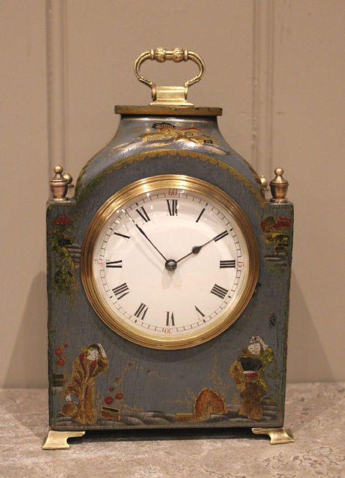 Small Blue Chinoiserie Mantel Clock

