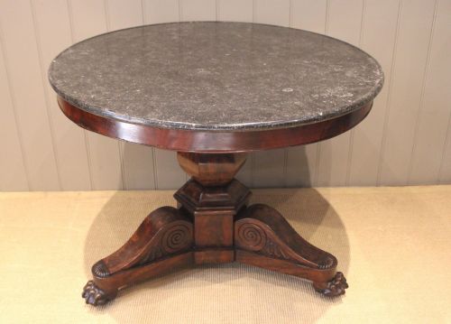 French Marble Top Mahogany Centre Table