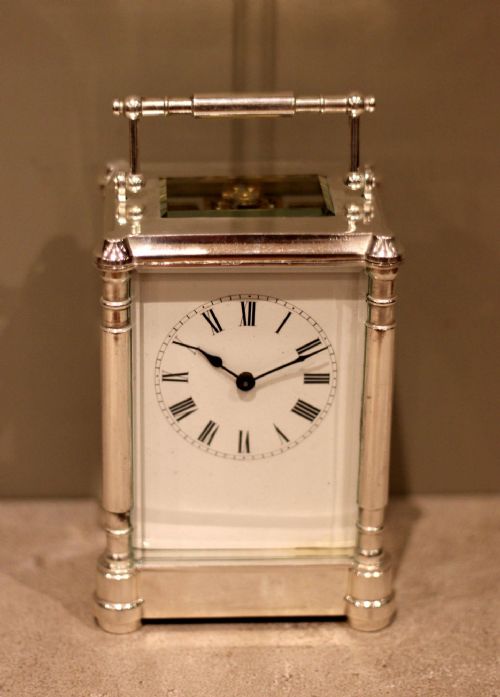 fig 1. Well Proportioned Silver Plated Carriage Clock