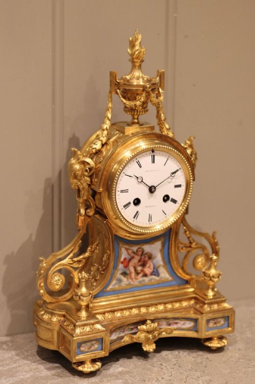 fig 2. French Ormolu & Porcelain Panel Mantel Clock