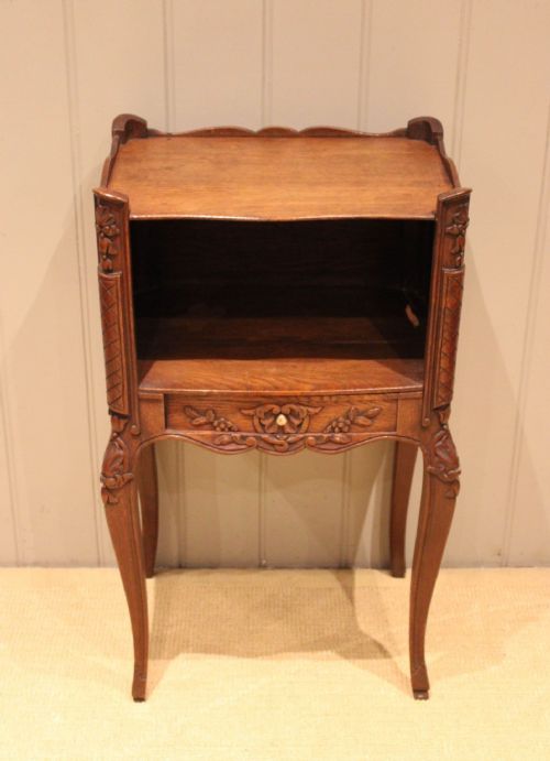 fig 1. French Oak Carved Bedside Cabinet
