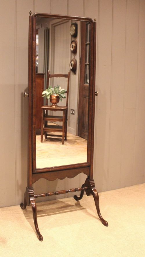 Georgian Style Walnut Cheval Mirror