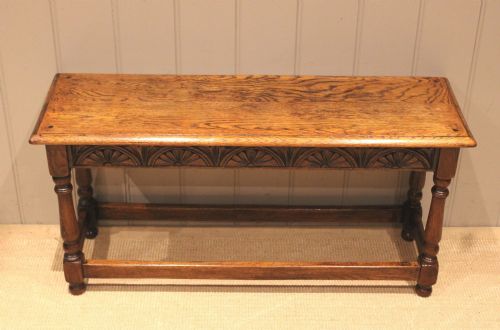 Long Low Oak Joint Stool