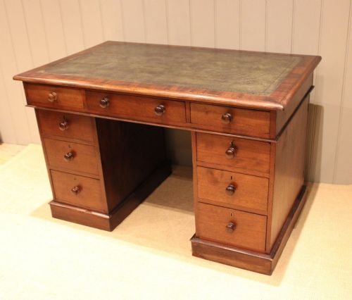 Late 19th Century Small Mahogany Pedestal Partners Desk
