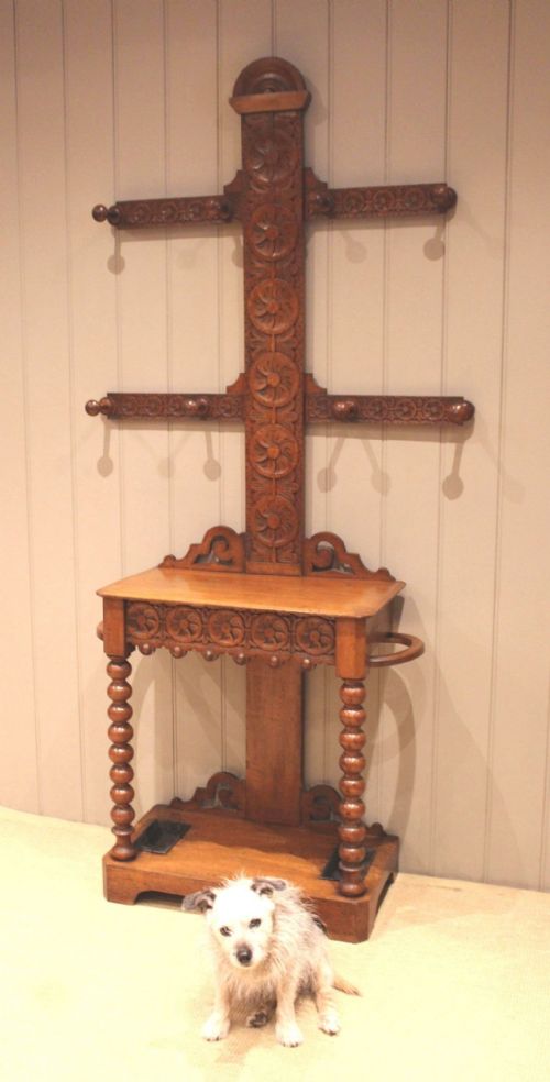 VICTORIAN CARVED OAK HALL STAND - ADDITIONAL PHOTO 1
