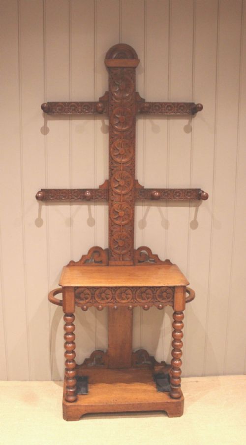 VICTORIAN CARVED OAK HALL STAND - ADDITIONAL PHOTO 2