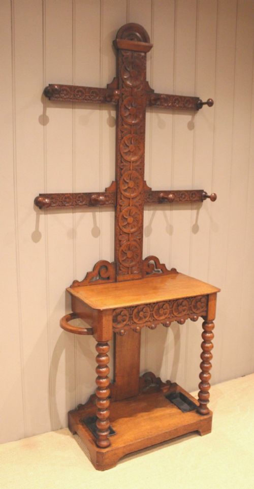 VICTORIAN CARVED OAK HALL STAND - ADDITIONAL PHOTO 3