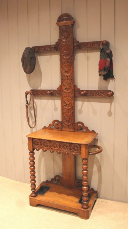 VICTORIAN CARVED OAK HALL STAND - ADDITIONAL PHOTO 10