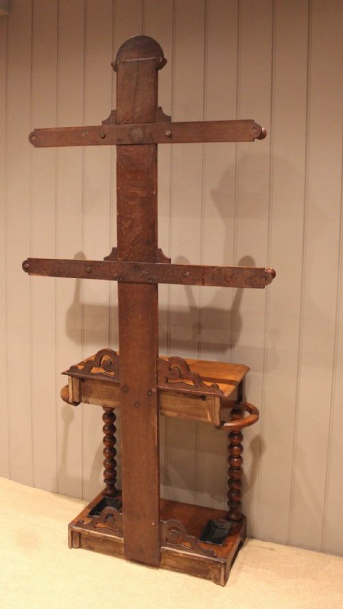 VICTORIAN CARVED OAK HALL STAND - ADDITIONAL PHOTO 11