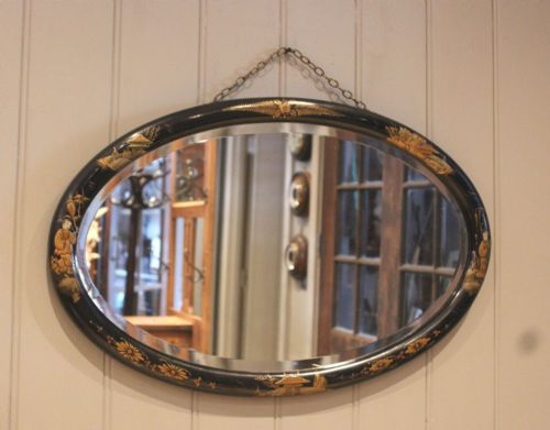 fig 1. Black Oval Chinoiserie Wall Mirror