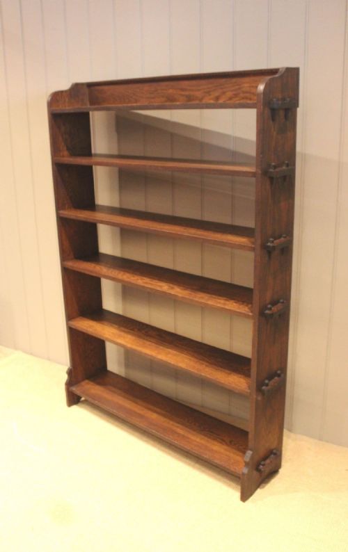 Large Oak Open Pegged Bookcase