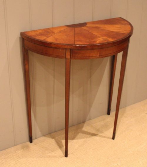 fig 1. Small Sheraton Satinwood Demi Lune Console Table