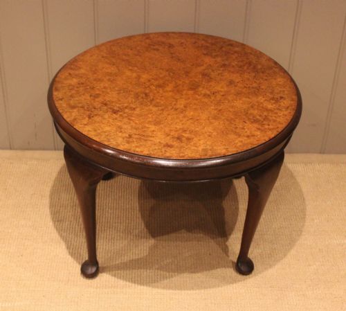 Burr Walnut Low Round Table