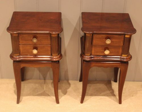 Pair of French Rosewood & Walnut Low Bedside Cabinets
