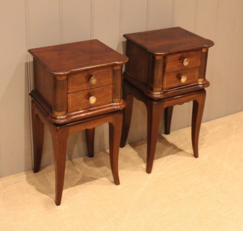 fig 1. Pair Of French Rosewood & Walnut Low Bedside Cabinets