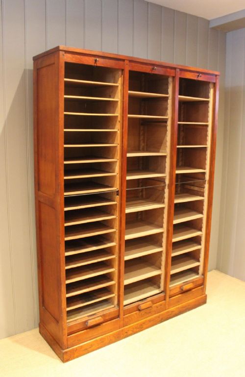 fig 1. French Oak Triple Tambour Front Filing Cabinet