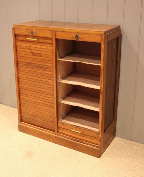 fig 1. French Oak Double Tambour Front Filing Cabinet