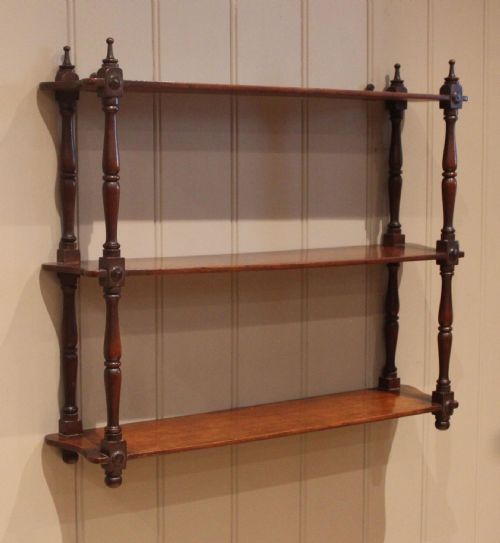 French Two Tier Mahogany Wall Shelves