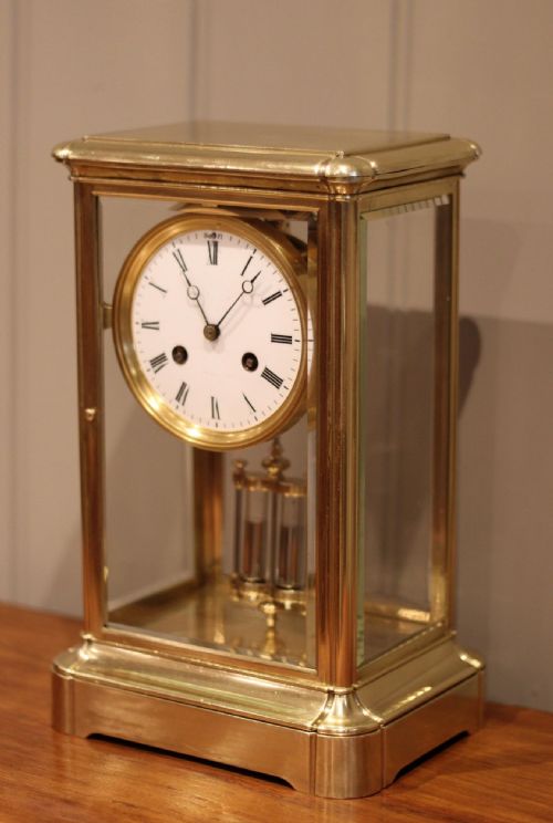 fig 1. French Bell Striking Four Glass Mantel Clock