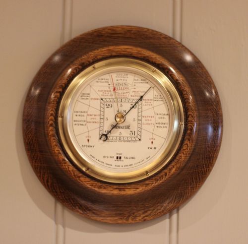 fig 1. Edwardian Oak Aneroid Barometer