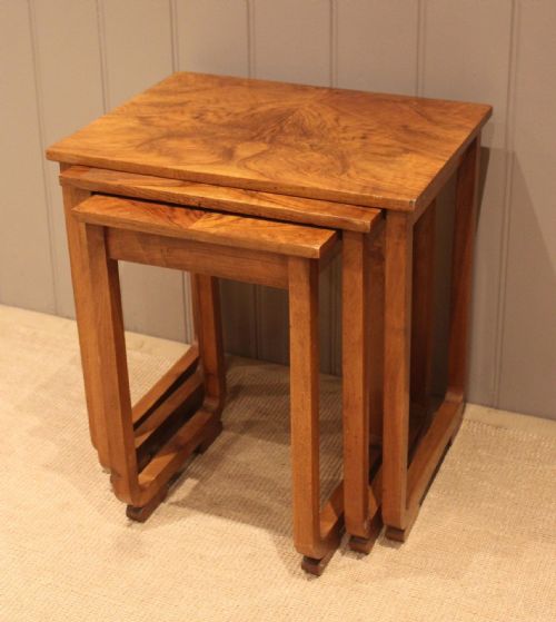 fig 1. Art Deco Figure Walnut Nest Of Three Tables