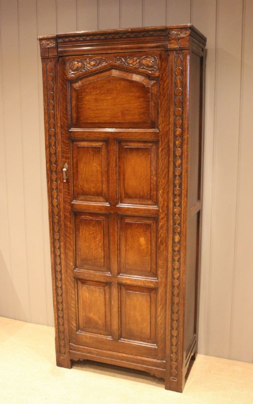 Solid Oak Carved Hall Cupboard