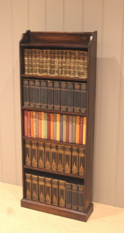 Tall Slim Oak Open Bookcase