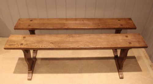 Matched Pair of French Oak Benches
