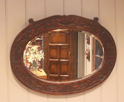 Victorian Carved Oak Wall Mirror