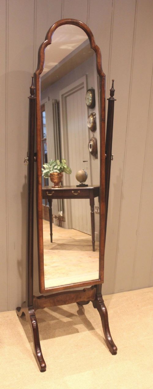 Early 20th Century Walnut Cheval Mirror