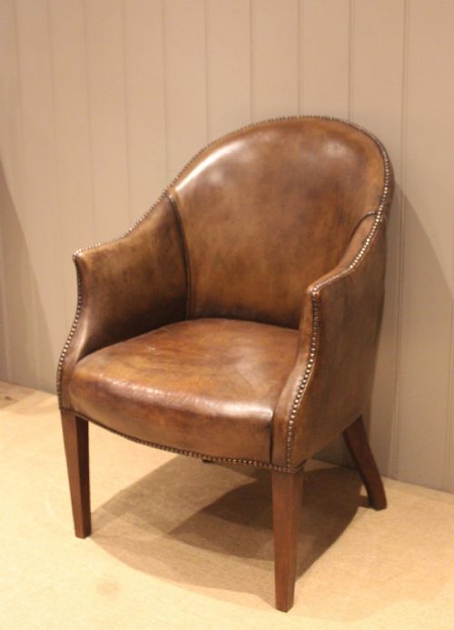 Mahogany Framed Leather Tub Chair