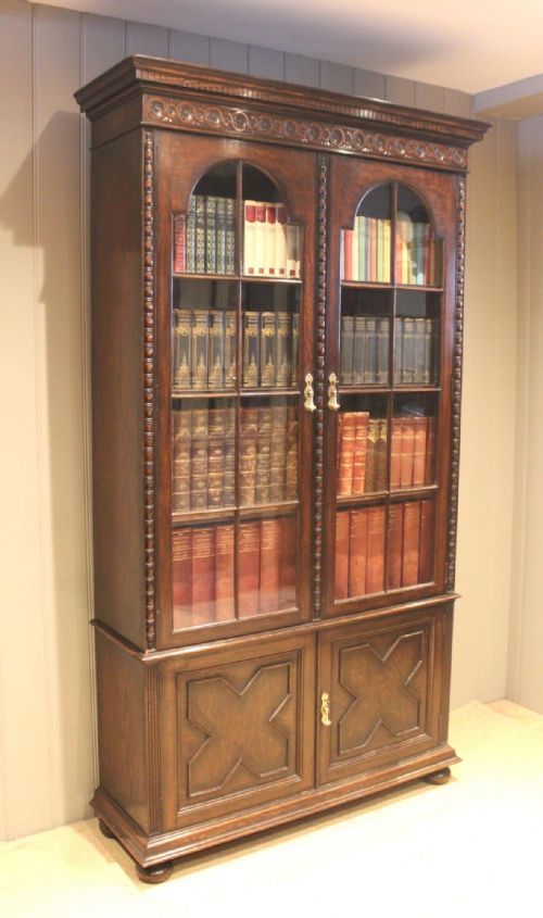 fig 2. Substantial Oak Cabinet Bookcase