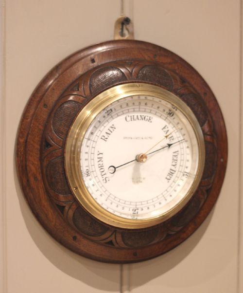 fig 1. Circular Oak Aneroid Barometer