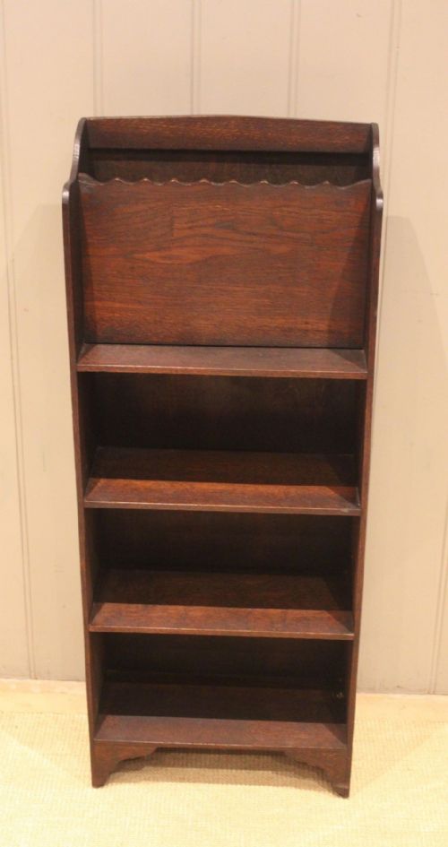 fig 1. Small Oak Open Bookcase With A Magazine Rack