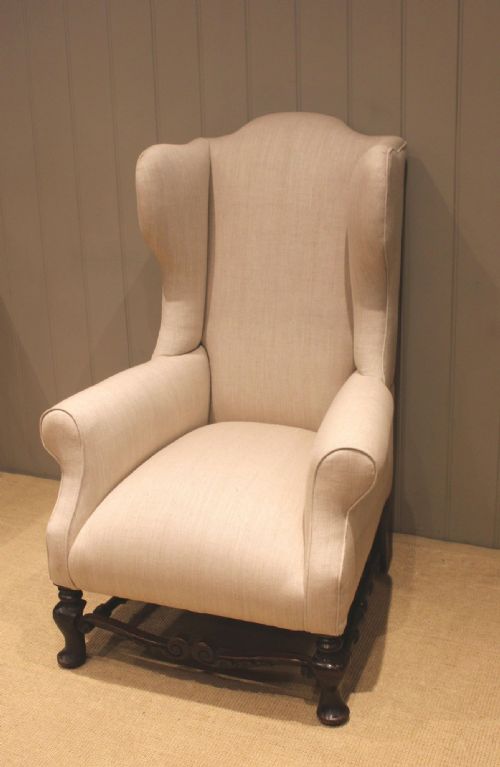 Mid 19th Century Oak Framed Wing Back Armchair