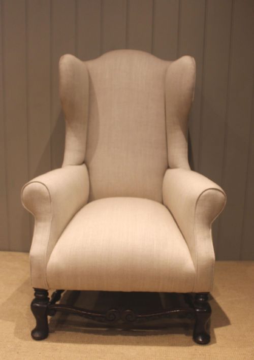 fig 1. Mid 19th Century Oak Framed Wing Back Armchair