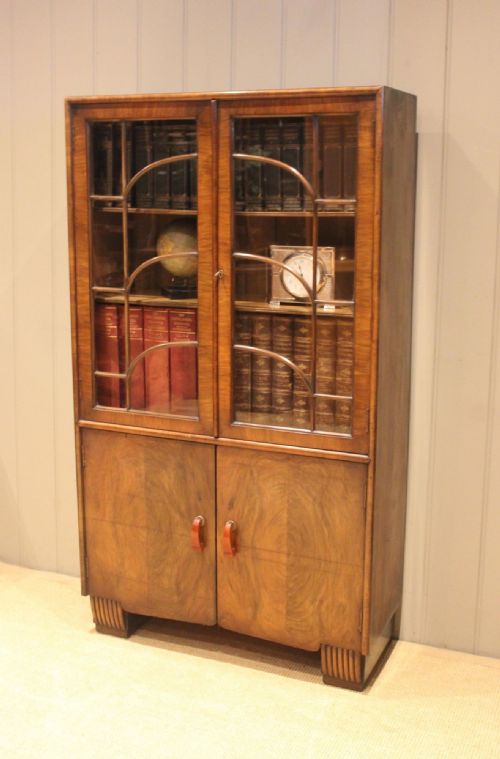 Art Deco Walnut Display Bookcase