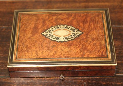 fig 1. French Amboyna & Ebony Inlaid Sectioned Box