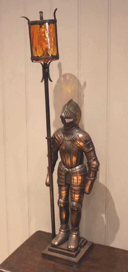 fig 1. Copper Plated Cast Iron Armoured Knight Lamp