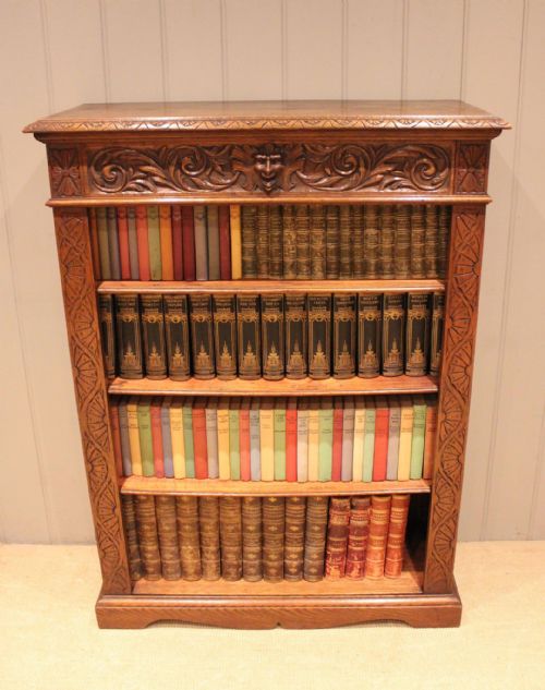 Substantial Carved Oak Green Man Open Bookcase