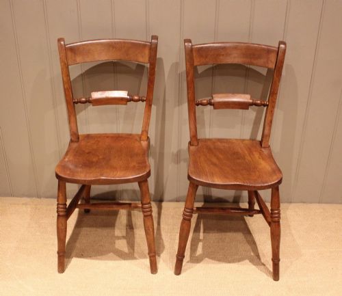 Matched Pair of Beech & Elm Bar Back Chairs