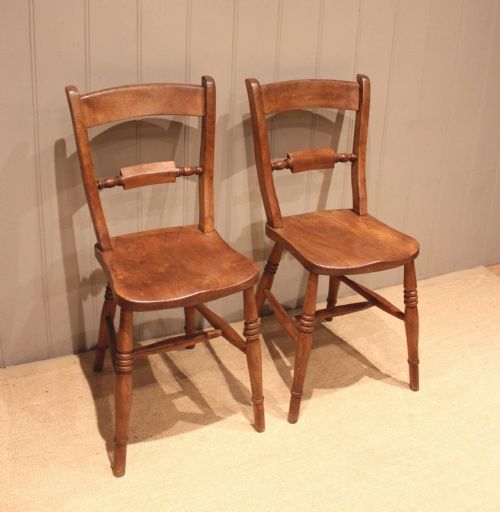 fig 1. Matched Pair Of Beech & Elm Bar Back Chairs