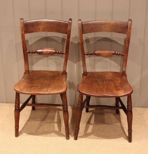 Matched Pair of Beech & Elm Bar Back Chairs