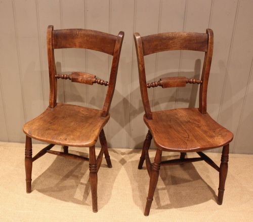 fig 1. Matched Pair Of Beech & Elm Bar Back Chairs