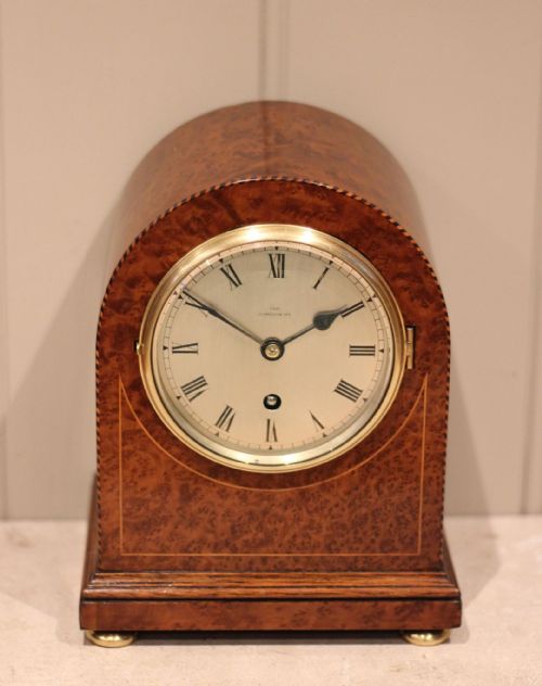 Burr Maple Arch Top Mantel Clock