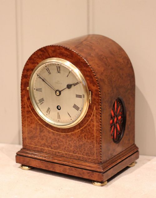 fig 1. Burr Maple Arch Top Mantel Clock