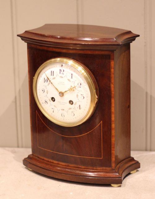 fig 1. Mahogany & Inlay Bow Front Mantel Clock