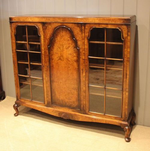 fig 1. Walnut Queen Anne Style Cabinet Bookcase