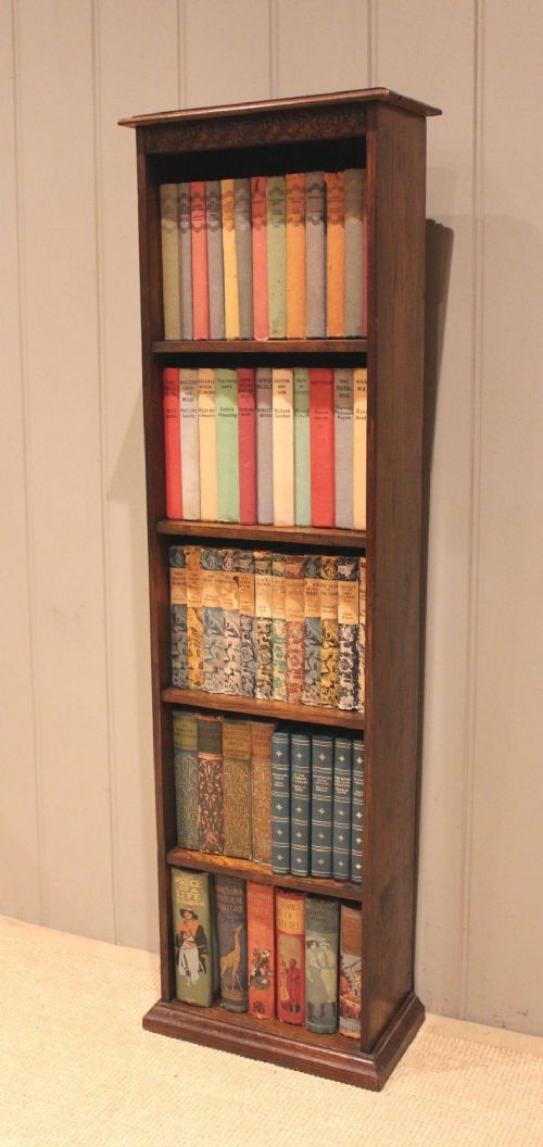 Tall Slim Oak Open Bookcase