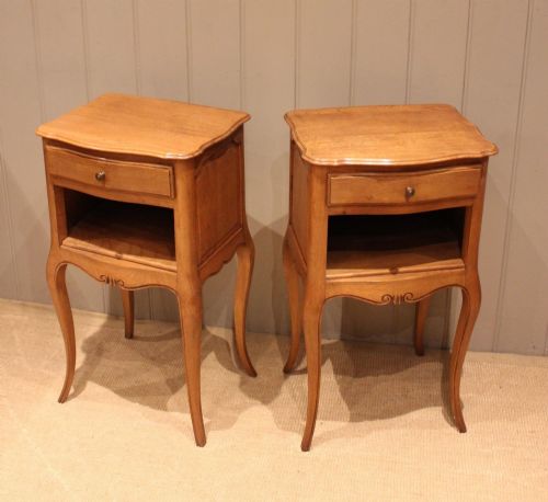 Pair of French Light Oak Bedside Cabinets